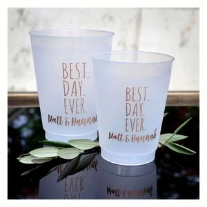 Vasos Personalizados para Recepción de Boda, Impresión Digital en Plástico, Estilo Romántico, Pedido al por Mayor, OEM - Product Image 2