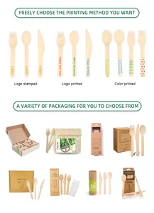 Cutlery Bulk Birch Wooden Cutlery Spoon Forks Knives Factory Outlet Eco Friendly Biodegradable Disposable Printed Tableware Utensils