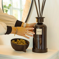Aikun - Difusor de Aromas con Etiqueta Redonda de Vidrio Negro de 1000 ml, Juego de Caja para Regalo, Empresa, Hotel, Muestra de 3 Días, Envío en 7 Días, Aroma Duradero