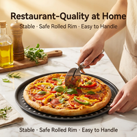 Panci Pizza Baja Karbon Langsung dari Pabrik, Anti Lengket Ganda, Berlubang, Aman untuk Oven, Food Grade, 23-31.5cm, OEM ODM, Logo Custom, Grosir