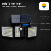Lampe solaire murale en forme de V à 3 têtes, 600LM, 99 LED, avec détecteur de mouvement, contrôle de la lumière, micro-lumière, étanche IP65, pour clôture et jardin