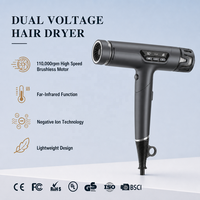 Sèche-cheveux professionnel à marque privée, moteur BLDC puissant 110000 tr/min, double tension, avec technologie ionique