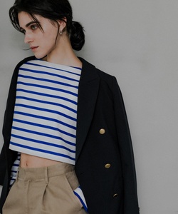 T-shirt classica a girocollo da <span class=keywords><strong>donna</strong></span> a righe nuova in cotone poliestere Casual con stampa larga con Logo in maglia a molla - Product Image 3