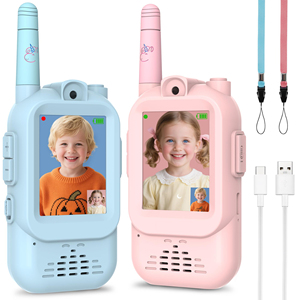 Walkie Talkies Portátiles para Niños, Paquete de 2, Recargables, 650 mAh, Plástico, Impermeables, Intercomunicador con Video, Alcance de <1.5 km, Juguete Familiar para Interiores/Exteriores - Product Image 1