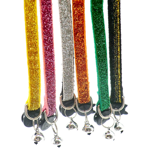 Kalung Kucing dari Nilon Solid yang Tahan Lama, Dapat Disesuaikan, Bernapas, dengan Gesper Pengaman, Patch, Lonceng, Payet, dan Glitter - Product Image 4
