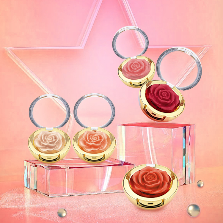 New Product Custom Face Glow Single Shimmer Cheeky Rose Flower Matte Cream Highlighter Blush Private Label