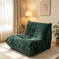 Canapé pliable en tissu compressé pour fauteuil lounge moderne en velours côtelé, fauteuil d'appoint bas sans accoudoirs à une place