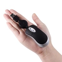 Mouse Optik Berkabel USB Mini Kabel 1.2M Dapat Ditarik 3 Tombol Penunjuk Komputer Perjalanan Ergonomis untuk PC Desktop Lap