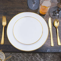 Assiettes de Présentation de 6 à 12 Pouces pour Mariage, en Porcelaine Fine, Assortiment Décoratif Blanches, Assiettes de Table Avec Bordure Dorée