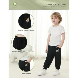 BambooBud Kids Jogger Pants Elastic Waist Unisex Casual Sweatpants Breathable <b>Pull</b> On Pants - Product Image 2