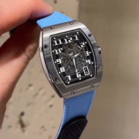 Nuevo Diseño Ultrafino de 7.8mm, Reloj Mecánico de Fibra de Carbono con Cuerda Automática, Esqueleto, Deportivo, de Lujo, para Hombre, Cronógrafo Flyback de Buceo