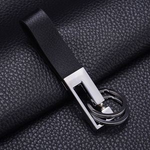 Keychain Wholesale Double <b>Ring</b> Creative Leather Car Logo Leather Waist <b>Key</b> Chain - Product Image 2