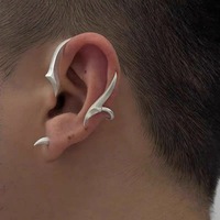 Manchette d'oreille unisexe série Extinction Y2K Cyberpunk Wings, design elfe haut de gamme électroplaqué sans perçage
