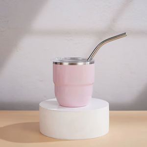 Wholesale Outdoor 4Oz Double Wall Stainless Steel Mini Thermos Bowl <b>Small</b> Wine Glass Coffee Mug <b>Cup</b> With Straw Lid - Product Image 3