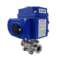 Vanne à boisseau sphérique électrique 3PC KF, KF25-KF50, à trois colliers de serrage, en acier inoxydable, motorisée, 2 voies