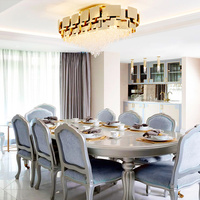 Lustre en cristal rectangulaire long à cascade, cadre doré de luxe, luminaire suspendu pour grande table à manger, restaurant, hôtel, salon