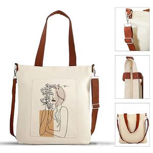 Customized Eco-friendly Cotton <b>Bag</b> With 100% Cotton and Large Capacity Single Shoulder <b>Bag</b> With <b>Compartment</b> Zipper - Product Image 3
