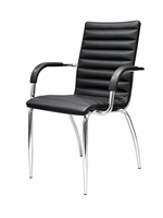 Chaise de conférence moderne en cuir PU avec accoudoirs, structure chromée, pour salle d'étude, salle de formation, salle de réunion, bureau, sièges pour visiteurs