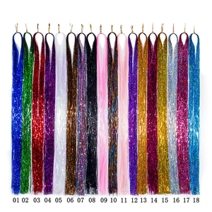 Extensions de cheveux en PET multicolores FUJIA, mèches colorées avec fil doré, effet laser, 200g - Product Image 5