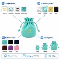 Pochette à bijoux en velours bleu personnalisée avec cordon de serrage et bouton-pression, sac cadeau biodégradable avec logo personnalisé pour colliers, vente en gros