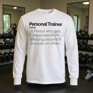 Camiseta de manga larga con definición de entrenador personal, humor sobre el dolor y la incomodidad - Product Image 3
