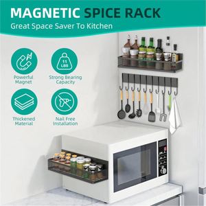 Black Stainless Steel Modern Magnetic <b>Wall</b> Mounted Multifunction Spice Rack <b>Floating</b> Refrigerator Storage <b>Shelves</b> Easy Storage - Product Image 3