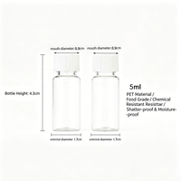 Bouteille en plastique ronde transparente de 5 ml en PET avec bouchon à vis, récipient transparent pour cosmétiques, réactifs, échantillons liquides, stockage d'échantillons