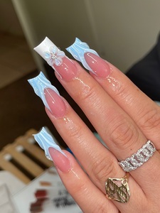 <span class=keywords><strong>Uñas</strong></span> Postizas Cuadradas 3D con Diseño <span class=keywords><strong>de</strong></span> Margarita, Hechas a Mano, Reutilizables, para Fiestas - Product Image 5