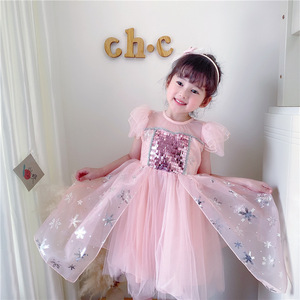 Di modo di Paillettes <span class=keywords><strong>Vestito</strong></span> Congelato Ragazza Congelati elsa costume vestiti del bambino elsa Dress congelato per le ragazze - Product Image 6