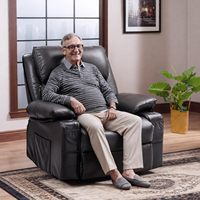 Fauteuil inclinable électrique en cuir pour personnes âgées, fauteuil de massage intelligent à compression, salon