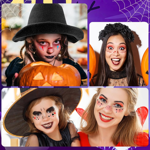 6 Pezzi Tatuaggi Temporanei per il Viso a Tema Halloween con Zucche, Pipistrelli, Ragni, Accessori per Adulti e Bambini - Product Image 5