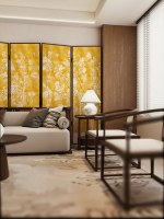 Papier Peint Mural Doré Personnalisable à Motifs Floraux et Oiseaux en Bambou pour Salon, Restaurant, Maison de Thé – Durable