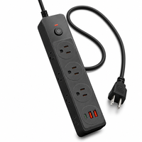 Multiprise industrielle standard américaine à 6 prises avec 2 ports USB-A et 1 port USB-C, anti-surcharge, ignifuge, pour bureau