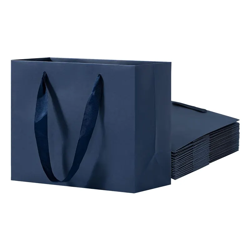 Heavy Duty Large Navy Blue Gift Bag Custom Logo Paper Shopping Bag