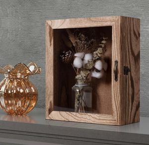 Caja de sombra profunda de madera quemada rústica Vintage marco acrílico pestillo montaje en pared Pantalla de mesa para cajas de almacenamiento de fotos contenedores - Product Image 2