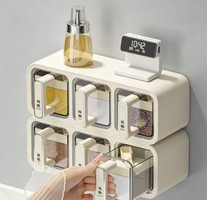 Contenitore Estraibile da Parete per Spezie, Organizzatore Multigrid Sigillato per Sale, Zucchero, Pepe e Condimenti, Uso Quotidiano in Cucina - Product Image 6