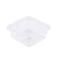 Boîte à dessert ronde en plastique transparent PS populaire, épaisseur 5 mm, recyclable, jetable, avec couvercle et impression de logo personnalisé pour aliments