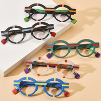 Monture de lunettes Borregls en acétate mat pour femme, lunettes de vue multicolores de haute qualité, style rétro rond, lunettes optiques homme 19282