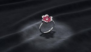 Anillo de cóctel Bloom de oro de 18 quilates con rubí y diamantes, elegante y lujoso, para mujer, anillo fino y elegante para fiestas. - Product Image 2