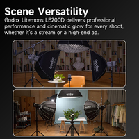 Godox LE200D Lumière vidéo LED portable continue 5600K 200W en plastique et aluminium pour studio, streaming en direct, YouTube et tournage vidéo sur téléphone