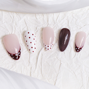 Nuevo personalizado <span class=keywords><strong>lunares</strong></span> ojo de gato francés hecho a mano acrílico cubierta completa <span class=keywords><strong>uñas</strong></span> a presión <span class=keywords><strong>uñas</strong></span> postizas al por mayor Stick-On Finger Nails Art - Product Image 4