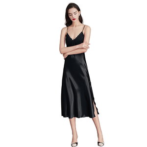 Pijama longo de poliéster, para sensual, com decote em v, cetim, seda, alta qualidade - Product Image 6