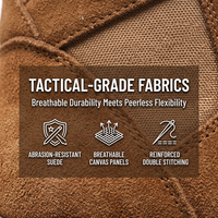 Bottes de travail d'extérieur OEM ODM en daim et toile avec fermeture éclair latérale, antidérapantes, à tige haute, chaussures de sécurité