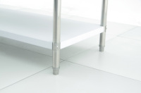 Table de travail en acier inoxydable de qualité 304, robuste, pour cuisine commerciale, plan de travail à 3 niveaux avec double étagère inférieure