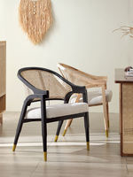 Chaises de salle à manger en rotin rétro nordique, fauteuils en bois massif pour la maison, le bar, la villa, pour une personne