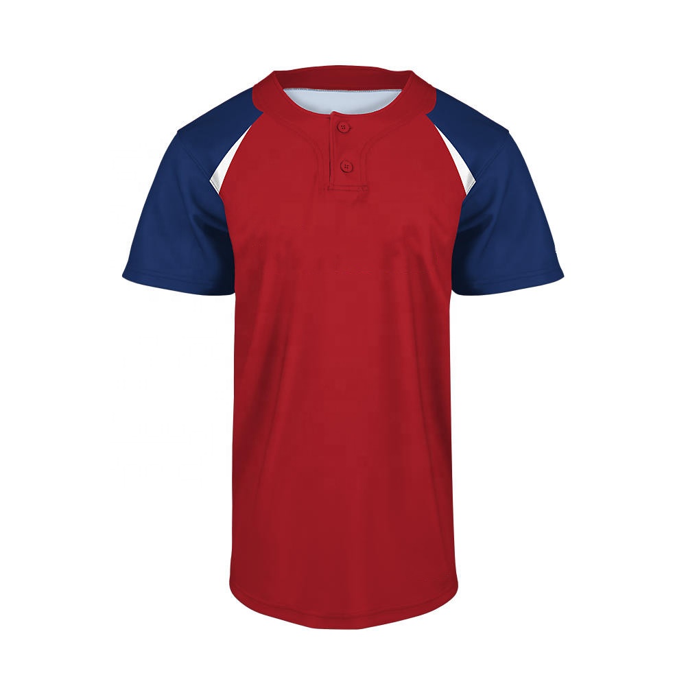 Мужские свободные бейсбольные Джерси из 100% полиэстера с 2 пуговицами и коротким рукавом