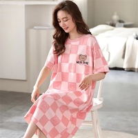 Chemise de nuit d'été à manches courtes pour femmes Pyjama mi-long Jupe longue de grande taille Sweet Home Wear for Comfort Can Be Wear