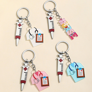 Llavero Colgante de Acrílico con Diseño de Jeringa Estilo Caricatura para el Día de la Enfermera, Souvenir Personalizado para Enfermeras, Doctores Internacionales, Coche o Bolso - Product Image 2