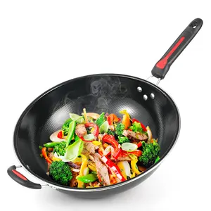 Vendita calda pentole da cucina pentola da cucina nera grande smalto antiaderente Wok padella antiaderente Wok