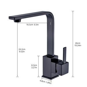 Chất lượng cao Brass Vòi Nước Nhà Bếp vuông bồn rửa <span class=keywords><strong>Mixer</strong></span> tap màu đen Vòi Nước Nhà Bếp - Product Image 5